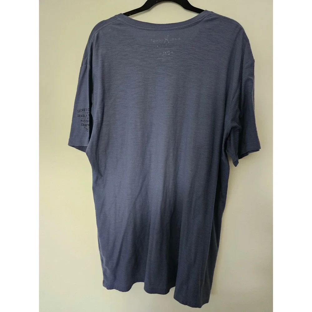 Urban Marc Ecko Cut & Sew Graphic T-Shirt Mens 2XL Blue V-Neck Slub Knit Eagle‎